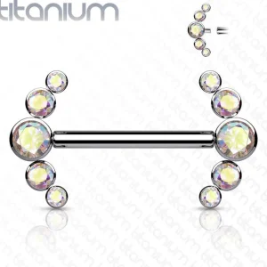 Nännikoru, Titanium Barbells with 5 Bezel Set CZ in Clear AB