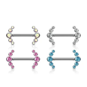 Nännikoru, Titanium Barbells with 5 Bezel Set CZ in Pink