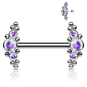 Nännikoru, Titanium Nipple Barbell with Bezel Set AB CZ