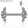 Nännikoru, Titanium Nipple Barbells with Bezel Set CZ