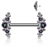 Nännikoru, Titanium Nipple Barbells with Bezel Set CZ Multi