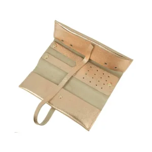 Pochette à bijoux Harmony -nahkainen korujen säilytyskäärö (r.kulta)