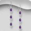 PREMIUM COLLECTION | Amelia -violetit roikkuvat hopeakorvakorut