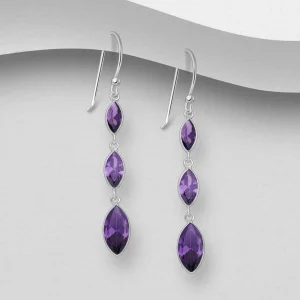 PREMIUM COLLECTION | Andrea -violetit roikkuvat hopeakorvakorut