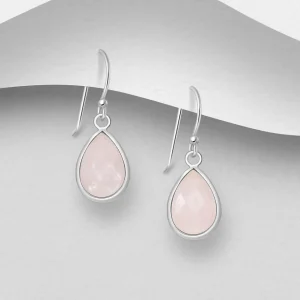 PREMIUM COLLECTION | Beata -hopeakorvakorut ruusukvartsipisaralla
