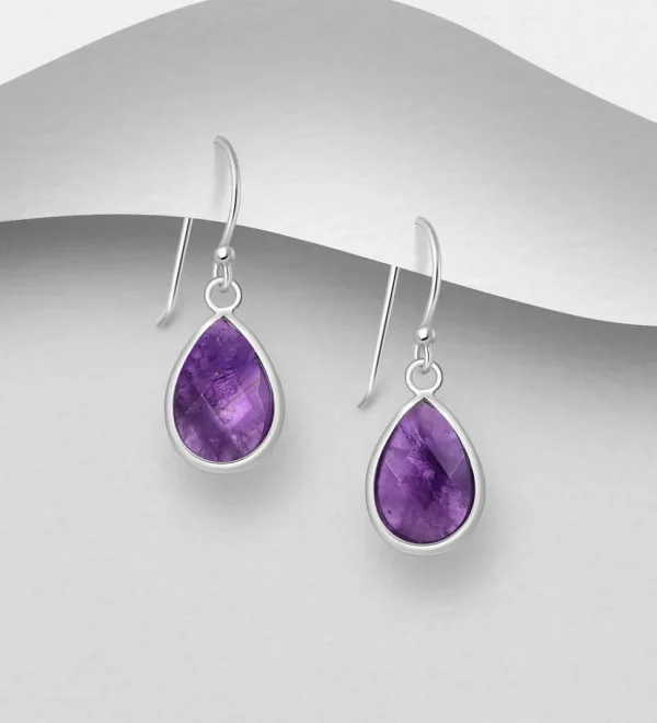PREMIUM COLLECTION | Beata -hopeakorvakorut ametistipisaralla