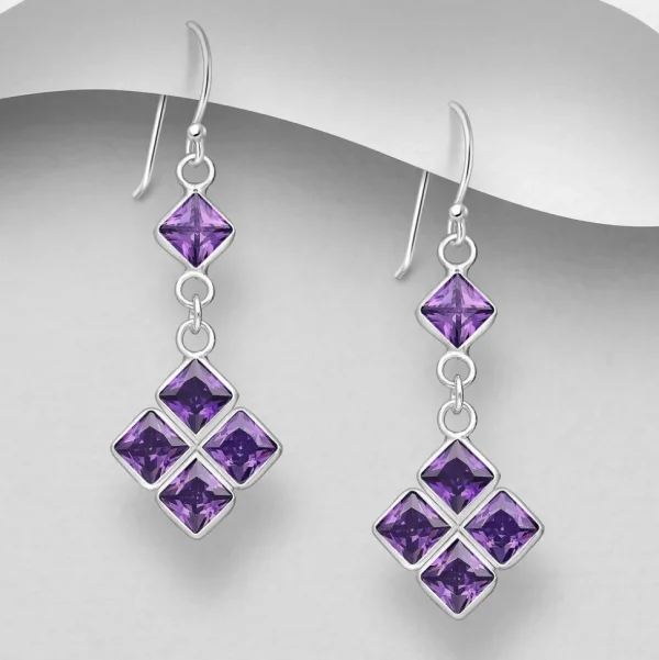 PREMIUM COLLECTION | Christa -violetit roikkuvat hopeakorvakorut