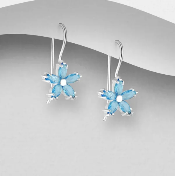 PREMIUM COLLECTION | Flora -turkoosit hopeakorvakorut kukkakoristein