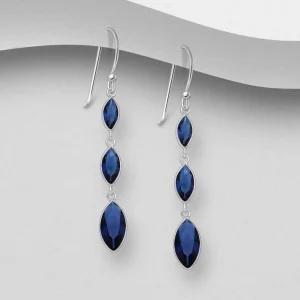 PREMIUM COLLECTION | Andrea-tummansiniset roikkuvat hopeakorvakorut