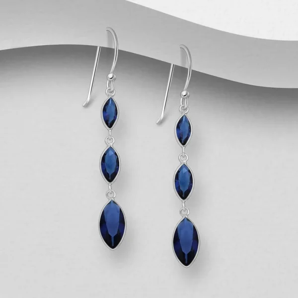 PREMIUM COLLECTION | Andrea-tummansiniset roikkuvat hopeakorvakorut