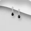 PREMIUM COLLECTION | Annika -mustat hopeakorvakorut pisaralla