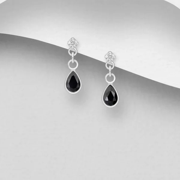 PREMIUM COLLECTION | Annika -mustat hopeakorvakorut pisaralla