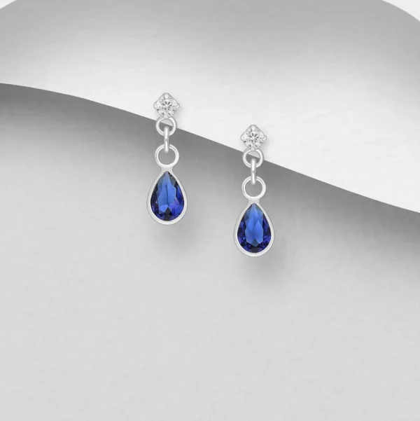 PREMIUM COLLECTION | Annika -tummansiniset hopeakorvakorut pisaralla