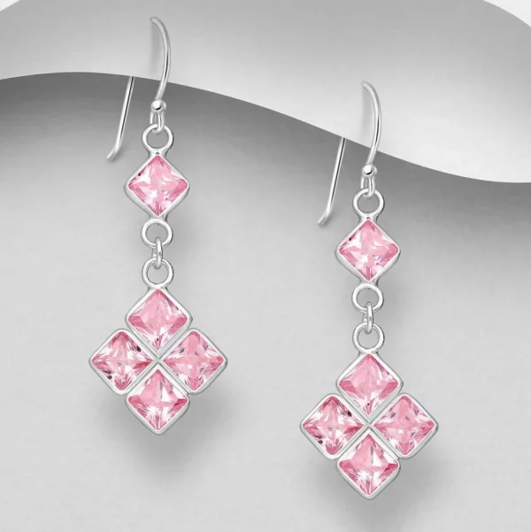 PREMIUM COLLECTION | Christa -vaaleanpunaiset hopeakorvakorut