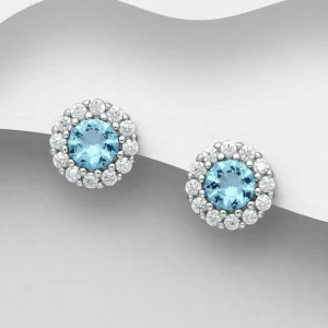 PREMIUM COLLECTION | Edith -vaaleansiniset hopeanapit kristalleilla