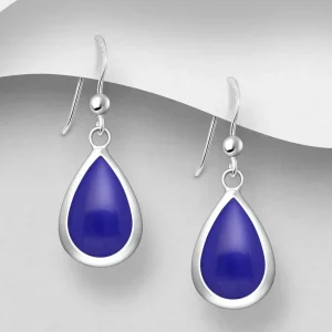 PREMIUM COLLECTION | Helene -siniset pisaranmuotoiset hopeakorvakorut
