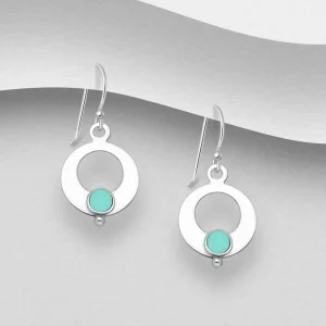 PREMIUM COLLECTION | Kajsa -minimalistiset hopeakorvakorut (turkoosi)