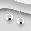 PREMIUM COLLECTION | Kajsa -minimalistiset hopeakorvakorut (musta)