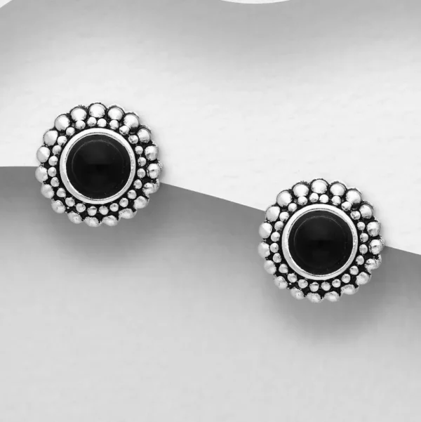 PREMIUM COLLECTION | Morgana -mustat hopeanappikorvakorut