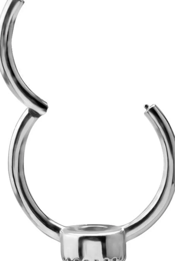 PREMIUM COLLECTION | Pyöreäkivinen clicker lävistysrengas (hopea)