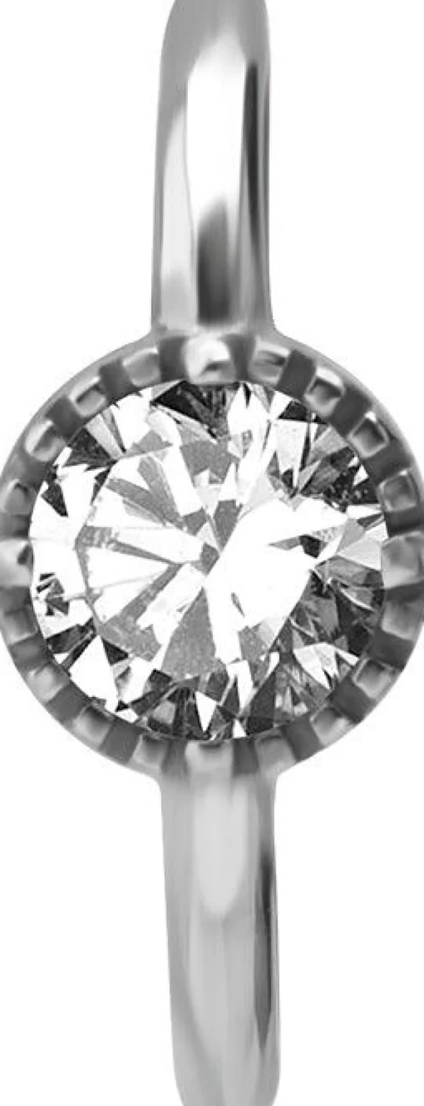 PREMIUM COLLECTION | Pyöreäkivinen clicker lävistysrengas (hopea)