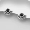 PREMIUM COLLECTION | Seraphina -mustat hopeanappikorvakorut