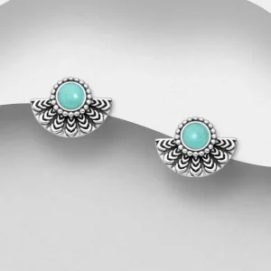 PREMIUM COLLECTION | Seraphina -turkoosit hopeanappikorvakorut