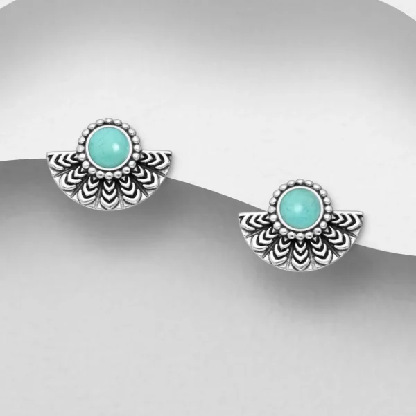 PREMIUM COLLECTION | Seraphina -turkoosit hopeanappikorvakorut