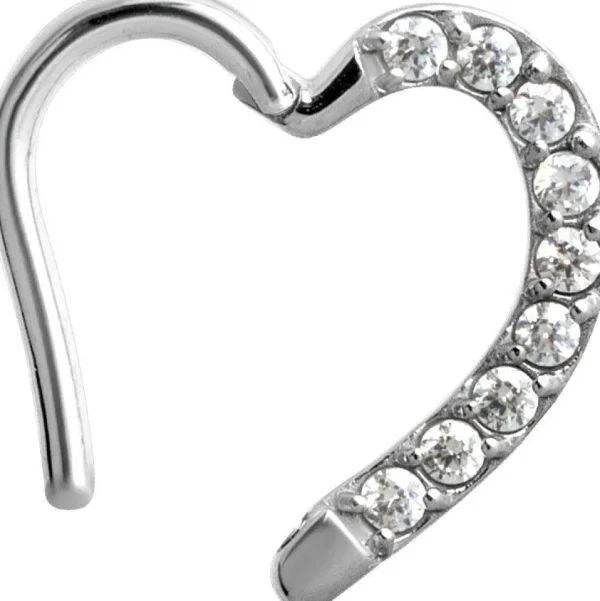 PREMIUM COLLECTION | Sydän clicker kirkkailla zirconioilla (8mm)