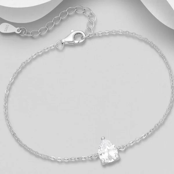 PREMIUM COLLECTION | Sylvia -kirkas hopearannekoru pisaralla