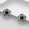 PREMIUM COLLECTION | Zinnia -mustat hopeanappikorvakorut