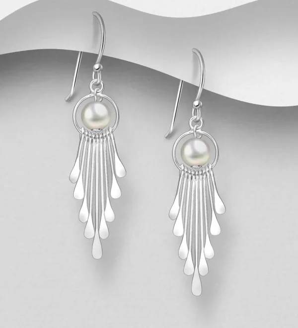 PREMIUM COLLECTION | Astrid -modernit hopeiset helmikorvakorut