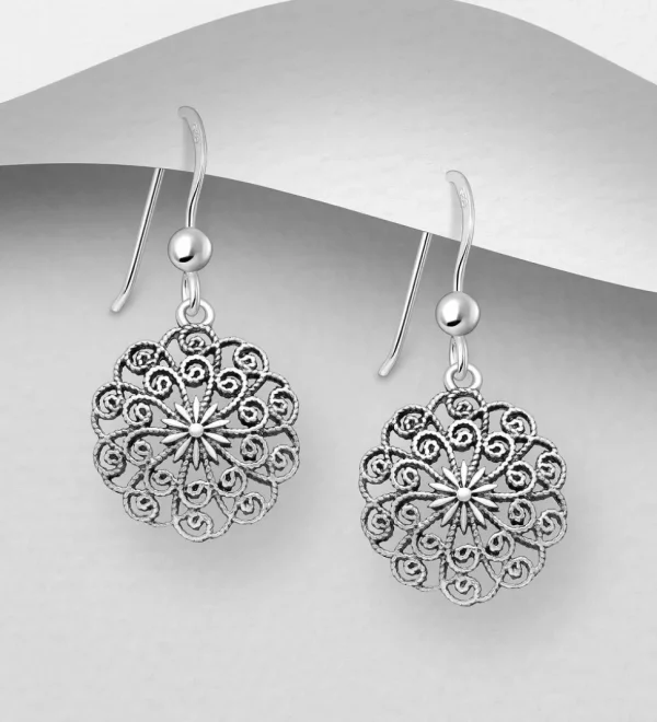 PREMIUM COLLECTION | Bali Filigree Flower -hopeiset pitsikorvakorut
