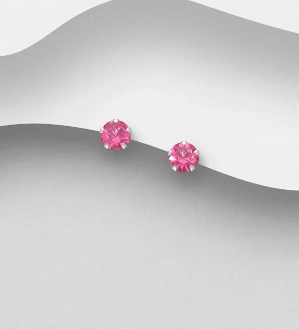 PREMIUM COLLECTION | Basic 4mm CZ -hopeiset pinkit nappikorvakorut