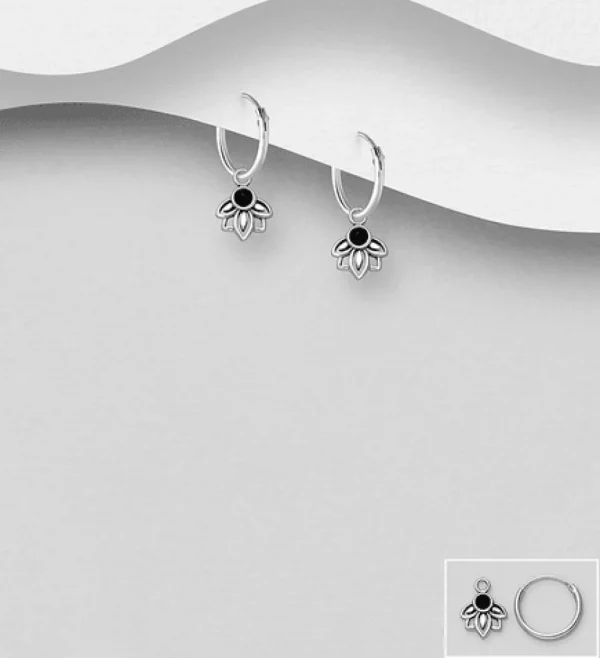 PREMIUM COLLECTION | Boho lootus -2 in 1 hopearenkaat mustalla kivellä
