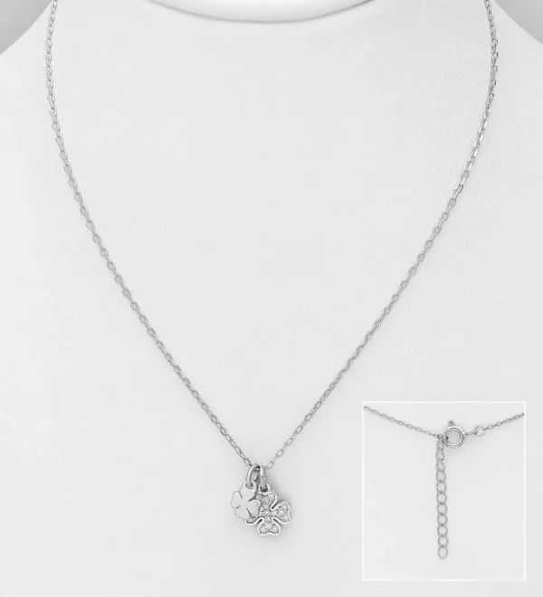 PREMIUM COLLECTION | Clover -hopeakaulakoru onnenapila riipuksella