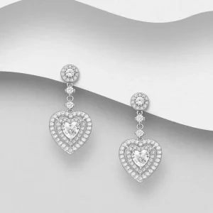 PREMIUM COLLECTION | Deluxe Heart -hopeiset kirkkaat sydänkorvakorut