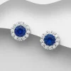 PREMIUM COLLECTION | Edith -tummansiniset hopeanapit kristalleilla