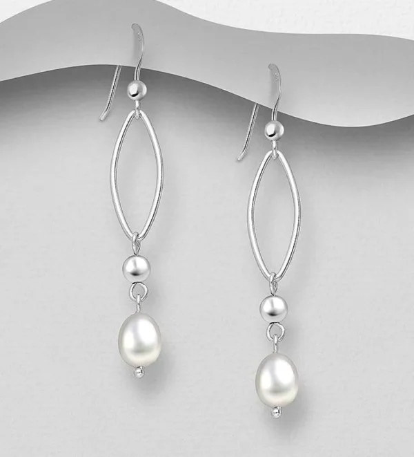 PREMIUM COLLECTION | Ella -modernit hopeiset helmikorvakorut