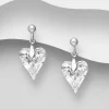 PREMIUM COLLECTION | Ellen -hopeiset sydänkorvakorut kristallilla