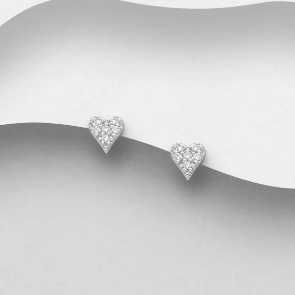PREMIUM COLLECTION | Elsa -pienet hopeiset sydännapit kristalleilla