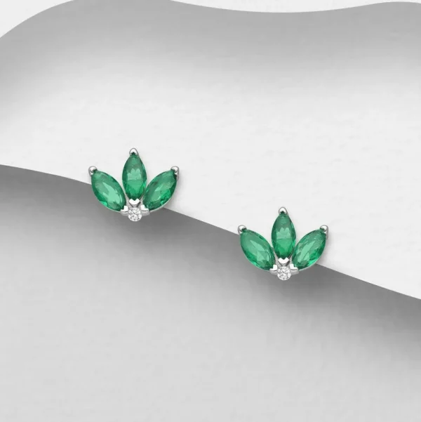 PREMIUM COLLECTION | Isabel -vihreät hopeanapit kristalleilla