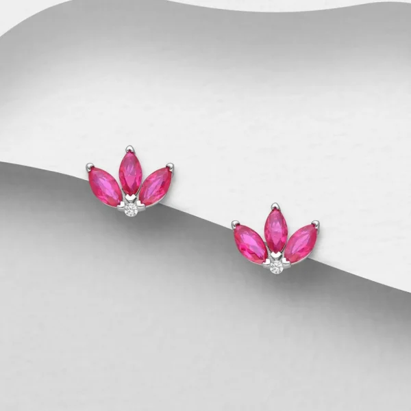 PREMIUM COLLECTION | Isabel -ruusunpunaiset hopeanapit kristalleilla