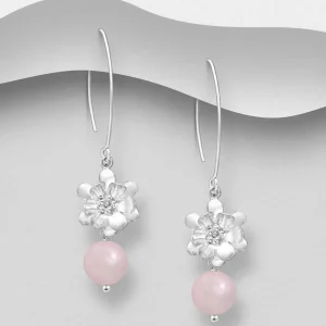 PREMIUM COLLECTION | Jasmine -hopeiset ruusukvartsi korvakorut