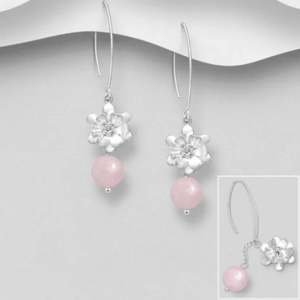 PREMIUM COLLECTION | Jasmine -hopeiset ruusukvartsi korvakorut