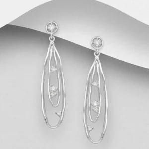 PREMIUM COLLECTION | Joline -roikkuvat hopeiset kirkkaat korvakorut