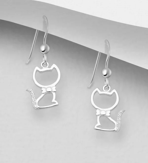 PREMIUM COLLECTION | Kissa -hopeakorvakorut kirkkailla kivillä