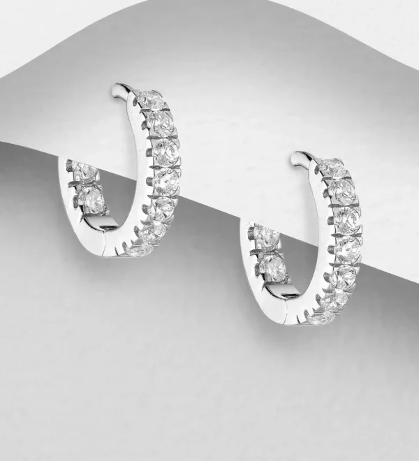PREMIUM COLLECTION | Klara -hopeiset kirkaskiviset rengaskorvakorut