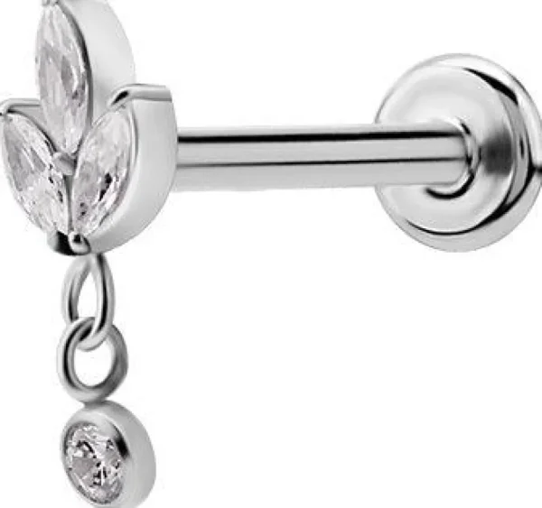 PREMIUM COLLECTION | Lehtimäinen labret roikkuvalla koristeella (hopea)
