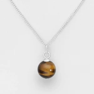 PREMIUM COLLECTION | Lina -hopeakaulakoru tiikerinsilmä luonnonkivellä